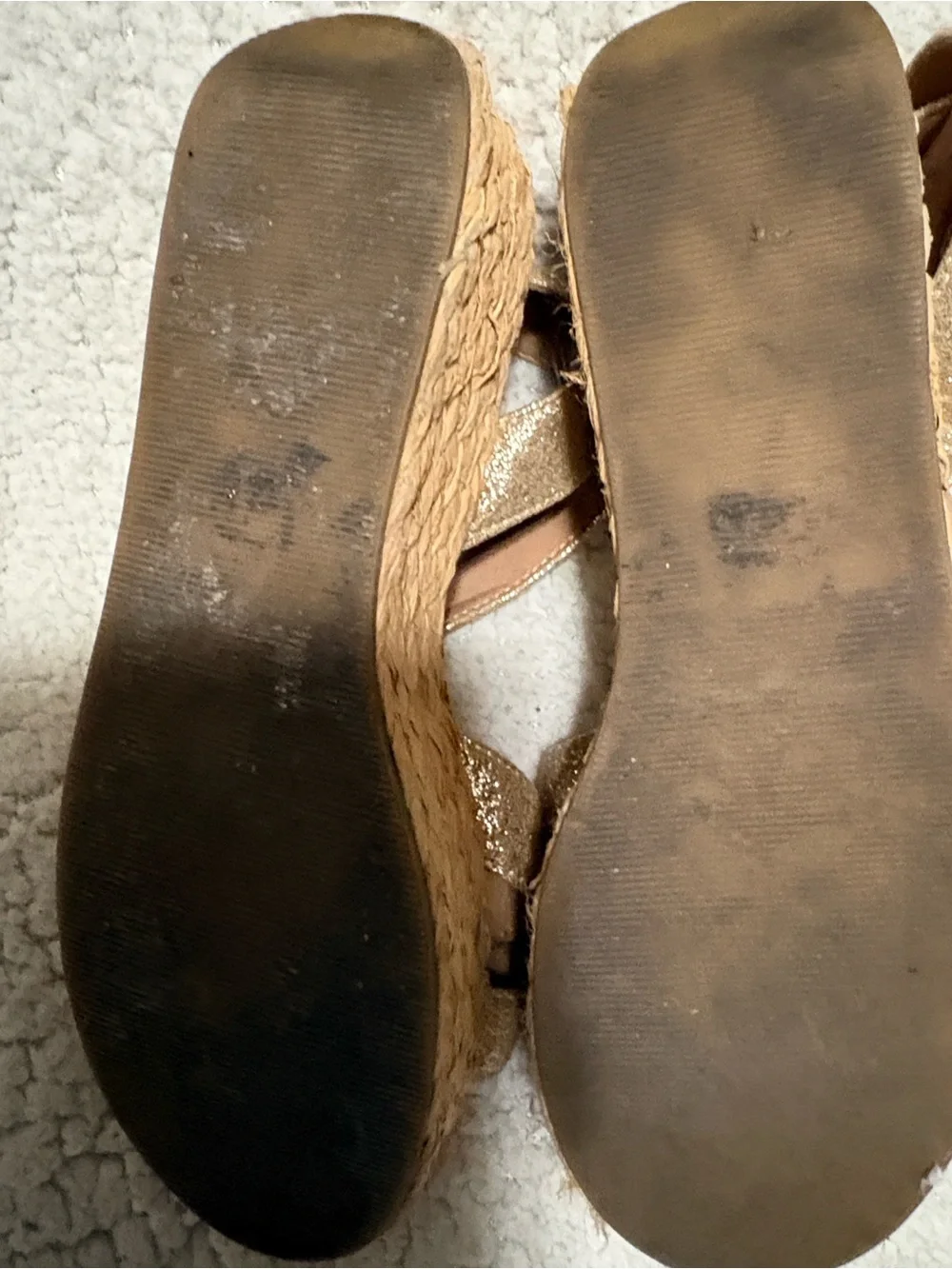 Chinese Laundry Gold Espadrille Platform Sandals with Ankle Strap